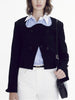 Women's Blazer 2023 Fall/Winter Ladies Wave Collar Double Breasted Top Long Sleeve Black Female Short Jacket Coats