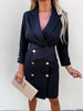 Women's Blazer 2023 Polyester Suit V-Neck Slim Fit Slim Double Breasted Button Ins Wind Jacket