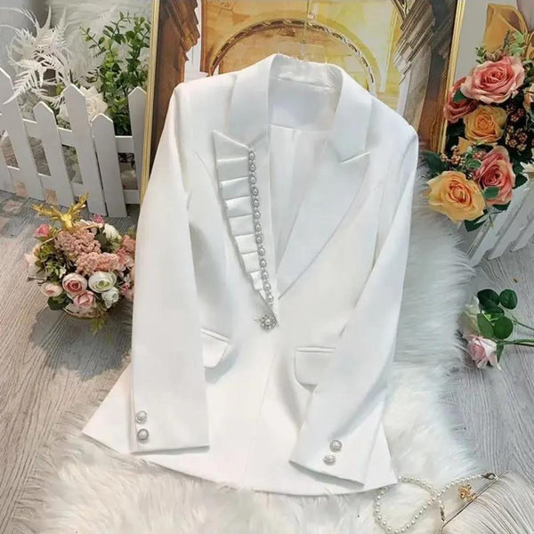 Women's Blazer 2023 Spring And Summer Beaded Diamond Small Suit Lady Coat