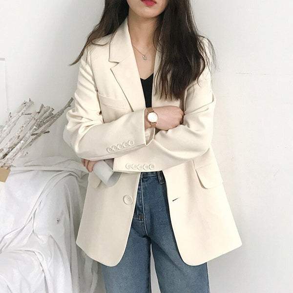 Women's Blazer 2023 Spring Autumn Long Sleeve Blazers Pockets Jackets Coat Lasies Casual Outwear Solid All-match Female Top Suit