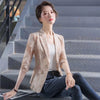 Women's Blazer Jacket Korean 2023 Spring Summer Slim Lace printing Small Suit Jackets  Ladies Elegant Thin Blazers Women Coa