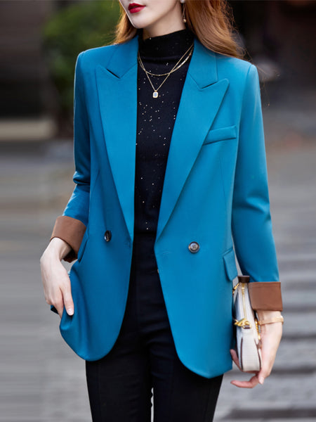 Women's Blazer Office Lady Blazers Coats 2023 Autumn Female Clothing Solid Blazer Women Business Attire Coat Buttons Womens Tops