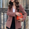 Women's Blazer Suits Autumn Plaid Jacket Chic Coats Elegant Female Blazer Office Wear Slim Jacket Za Woman 2023 Traf