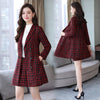 Women's Blazer Suits Autumn Two Piece Set Plaid Long Blazer And Mini Skirt Elegant High Chic Lady 2 Piece Set Women Bla
