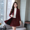 Women's Blazer Suits Autumn Two Piece Set Plaid Long Blazer And Mini Skirt Elegant High Chic Lady 2 Piece Set Women Bla