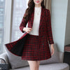 Women's Blazer Suits Autumn Two Piece Set Plaid Long Blazer And Mini Skirt Elegant High Chic Lady 2 Piece Set Women Bla