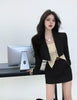 Women's Blazer Suits High Waist Short Temperament Top Khaiki Suit Jacket and Mini Skirt Sets Elegant Commuter Style Clothing