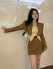 Women's Blazer Suits High Waist Short Temperament Top Khaiki Suit Jacket and Mini Skirt Sets Elegant Commuter Style Clothing