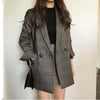Women's Blazer Suits check Long Sleeve Cotton jacket Csual vintage Coat Plaid blazer Jacket Notched solid Elegant Women Tops 99i