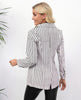 Women's Blazer Vintage Striped Print Lapel Office Ladies Traf Blazer Femme Long Sleeve Tops Blazers Women