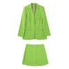 Women's Blazer and Skirt Set Formal Office Ladies Green Skirt Suit Two Piece Sets Elegant Workwear Jacket Summer Coat