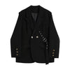 Women's Blazers Black Elegant 2023 Summer Long Sleeve Casual solid Belt Loose Jackets Outerwear Work Wear Tops