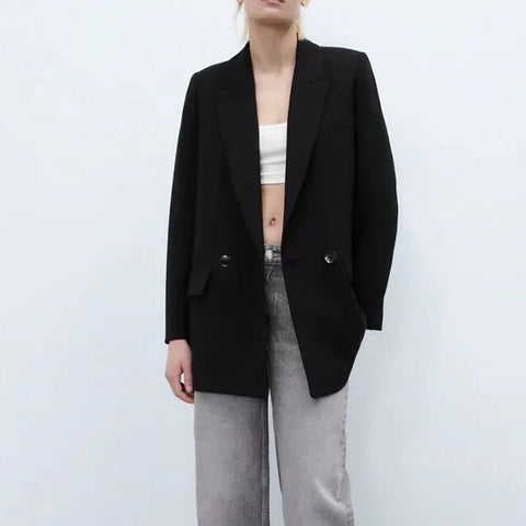 Women's Blazers Jacket Black Coat With Button Outwear Long Sleeve Female Tops Solid Elegant Ladies Blazer Woman Office Jacket