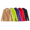 Women's Blazers Jacket Purple Coat Ladies Elegant Outwear Woman Coat zatrafins Casual Khaki With Button Women Jackets