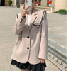 Women's Blazers Spring Autumn 2023 Korean Lady Sailor Collar Black Suit Jacket Casual Coats Loose Outerwear Female
