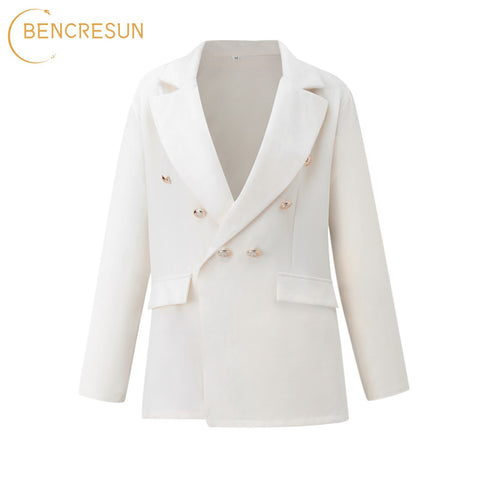 Women's Blazers Suits Autumn and Winter Suit Collar Long-sleeved Slim Buttoned Jacket Casual Blue Black Khaki Female Coat