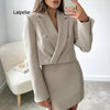 Women's Blazers Suits Cropped Two Piece Jackets Sets Mujer Coats Long Sleeves Office Ladies Blazer Korean Outfit trf