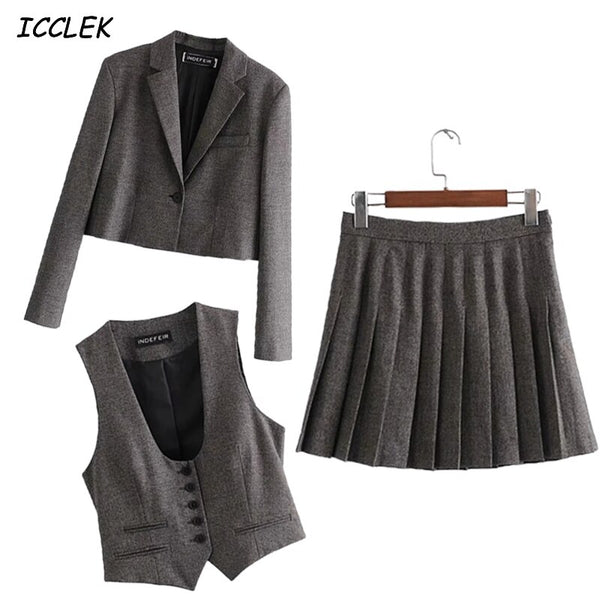 Women's Blazers Suits Sweet Jackets Sets Mujer Elegant Coats Suit Femme Cropped Office Formal Ladies Blazer Casual Outerwear