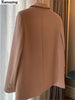 Women's Blazers and Jackets Pink Double Breasted Pockets Long Sleeve 2023 Autumn Casual Outerwear Office Lady Pop Trendy Coat