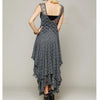 Women's Boho People Sexy Long Dress Double Layered Ruffled Trimming Low V-back Lace Sleeveless Summer Bohemian