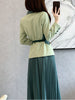 Women's Casual Blazers Skirt Suit 2023 Autumn Korean Elegant Long-sleeved Temperament Waist Slim Suit Tops Pleated Skirt 2 Piece