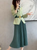 Women's Casual Blazers Skirt Suit 2023 Autumn Korean Elegant Long-sleeved Temperament Waist Slim Suit Tops Pleated Skirt 2 Piece