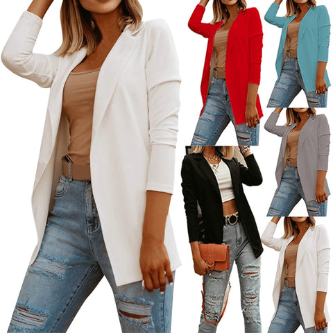 Women's Casual Long Sleeve Solid Color Korean Style Comfortable All-match Streetwear Outerwear Cardigan Top 2023