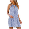 Women's Casual  Metal Hanging Neck Diamond Print Sleeveless Dress Vestidos De Mujer Casual Купальники Женские 2022