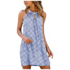 Women's Casual  Metal Hanging Neck Diamond Print Sleeveless Dress Vestidos De Mujer Casual Купальники Женские 2022