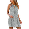 Women's Casual  Metal Hanging Neck Diamond Print Sleeveless Dress Vestidos De Mujer Casual Купальники Женские 2022