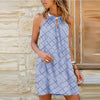 Women's Casual  Metal Hanging Neck Diamond Print Sleeveless Dress Vestidos De Mujer Casual Купальники Женские 2022