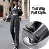 Штаны Women's Casual Pants High Waist Distressed Straight Button Denim Jeans Vintage Trouser Pantalones De Mujer S-2xl