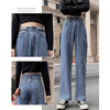 Штаны Women's Casual Pants High Waist Distressed Straight Button Denim Jeans Vintage Trouser Pantalones De Mujer S-2xl