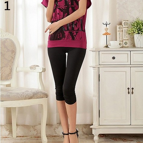 Women's Casual Seamless Capri Leggings Workout Pants