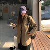 Women's Casual Single Button Solid Suit Blazer Jackets Long Sleeve Loose Female Outwear 2023Spring Khaki Blazer Jeckets