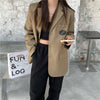 Women's Casual Single Button Solid Suit Blazer Jackets Long Sleeve Loose Female Outwear 2023Spring Khaki Blazer Jeckets