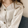 Women's Casual V Neck Button Up Slim Ruffles Waist Long Sleeve Solid Blouse Batwing Sleeve Shirt Women Tops Female  Autumn