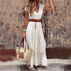Women's Clothing 2022 Summer V-neck Vintage Party Dress Female White Lace Elegant Maxi Dresses Casual Beach Long Dress