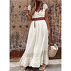 Women's Clothing 2022 Summer V-neck Vintage Party Dress Female White Lace Elegant Maxi Dresses Casual Beach Long Dress