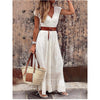 Women's Clothing 2022 Summer V-neck Vintage Party Dress Female White Lace Elegant Maxi Dresses Casual Beach Long Dress
