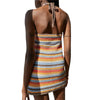 Women's Color Block Halter Bodycon Mini Dress V-neck Sleeveless Backless Crochet Short Dress Summer Slim Kintting Mini Dress