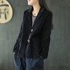 Women's Corduroy Blazer Spring Autumn Corduroy Jacket Coat Retro Single Breasted Casual  Blue Suit Outerwear Tops Female W50