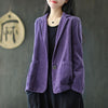 Women's Corduroy Blazer Spring Autumn Corduroy Jacket Coat Retro Single Breasted Casual  Blue Suit Outerwear Tops Female W50