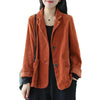 Women's Corduroy Blazer Spring Autumn Corduroy Jacket Coat Retro Single Breasted Casual  Blue Suit Outerwear Tops Female W50