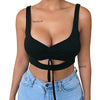Women's Crop Top Sexy Summer Shoulder Belt Hollow Tank Top Wrinkled Bandage Vest Camisole Tops 2022 топ женский
