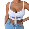 Women's Crop Top Sexy Summer Shoulder Belt Hollow Tank Top Wrinkled Bandage Vest Camisole Tops 2022 топ женский