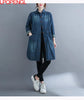 Women's Denim Shirt High-end 2023 Autumn Loose Mid-length Long Sleeve Turn-down Collar Wide-waisted Vintage Coat Top