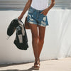 Women's Denim Shorts Summer Women's Casual Denim Shorts Frayed Hem Ripped Jeans Shorts Denim Shorts Jean Women