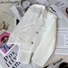 Women's Double Breasted White Blazer 2023 Ropa Mujer Temperament Long Sleeve Coat Crop Tops Tunic Korean Jacket 27i182