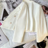 Women's Double Breasted White Blazer 2023 Ropa Mujer Temperament Long Sleeve Coat Crop Tops Tunic Korean Jacket 27i182